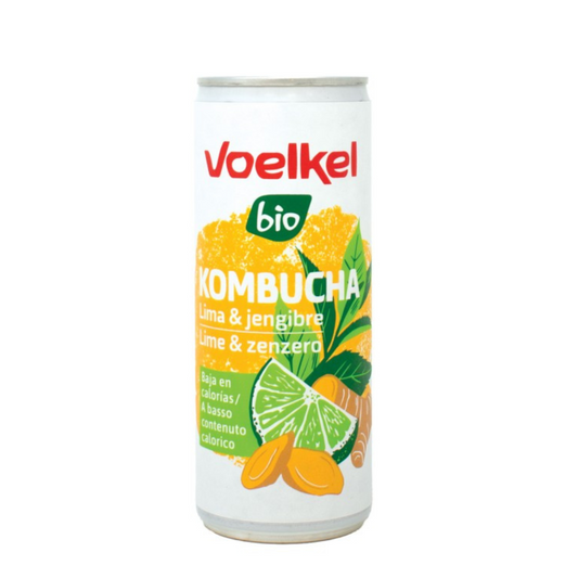 Kombucha de limão e gengibre Voelkel biológico, lata de 250 ml
