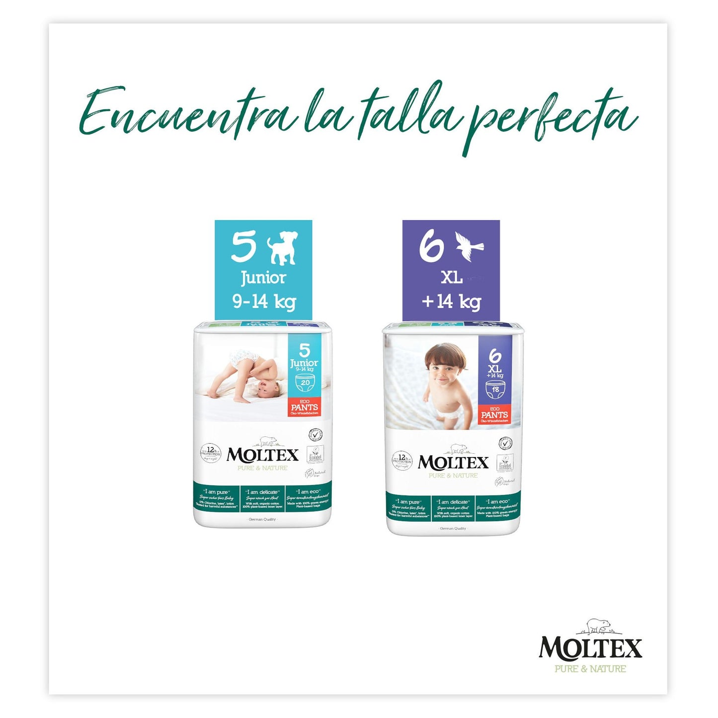 Calça Moltex Pure &amp; Nature T6 (+14 kg), 18 unidades