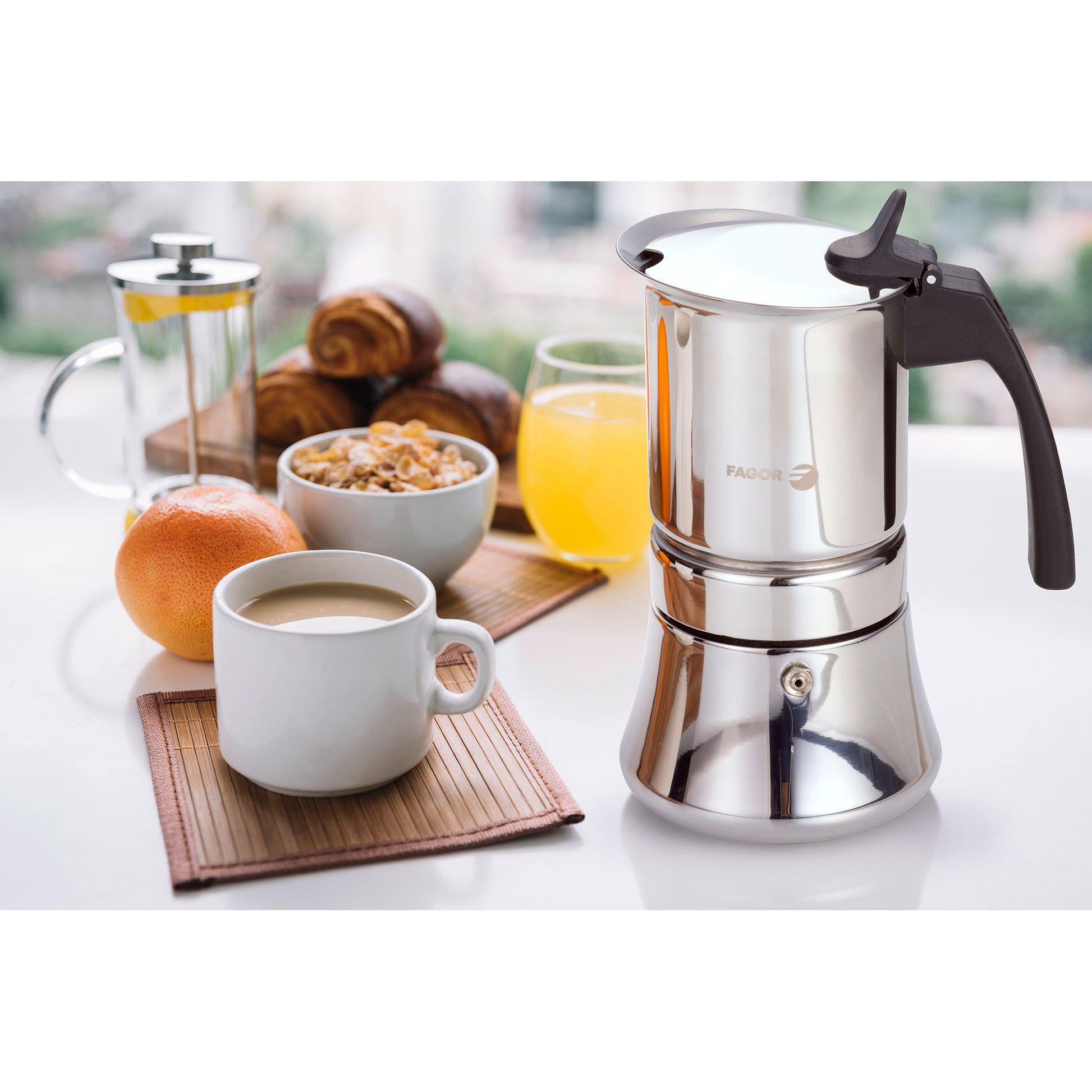 Cafetera Inox Etnica 4 Tazas Acero Inoxidable 18/10 Fagor_1