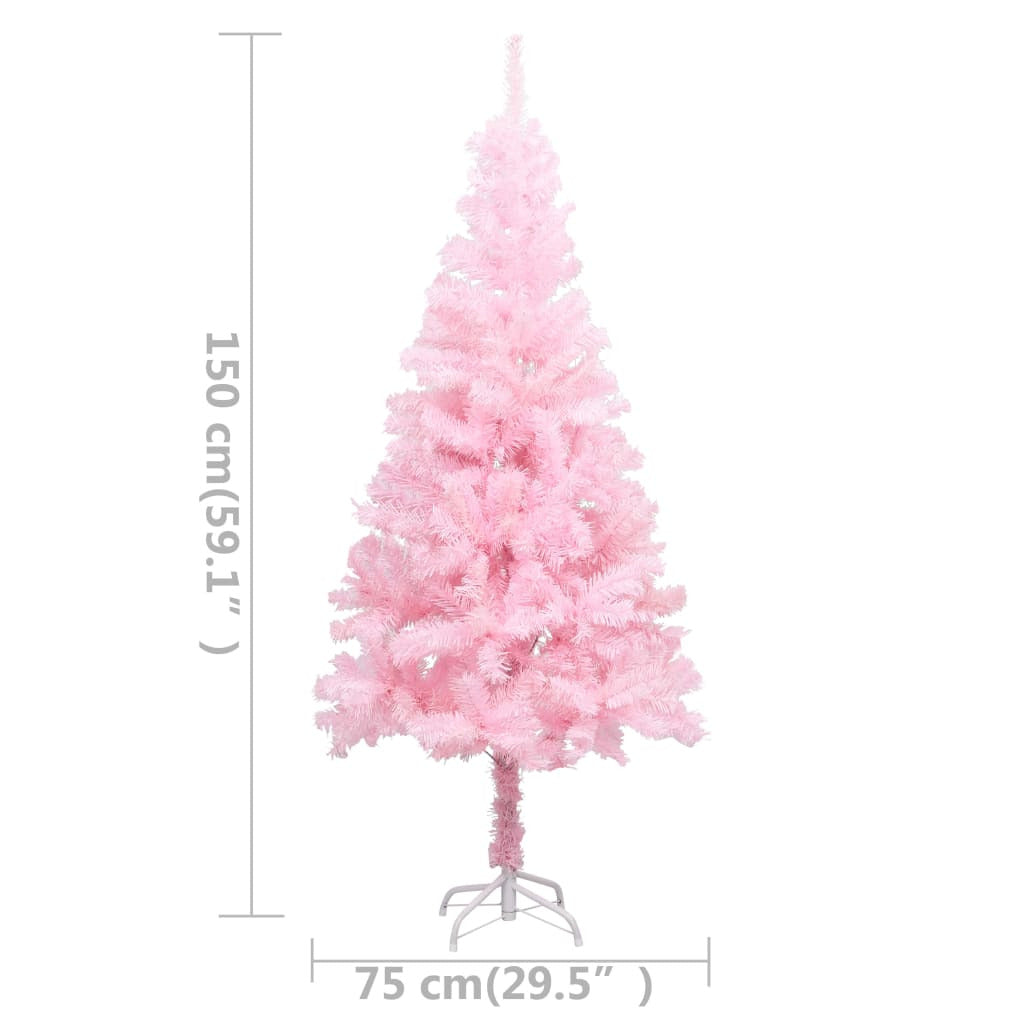 Vidaxl Árbol De Navidad Preiluminado Con Luces Y Soporte Rosa 150 Cm_2