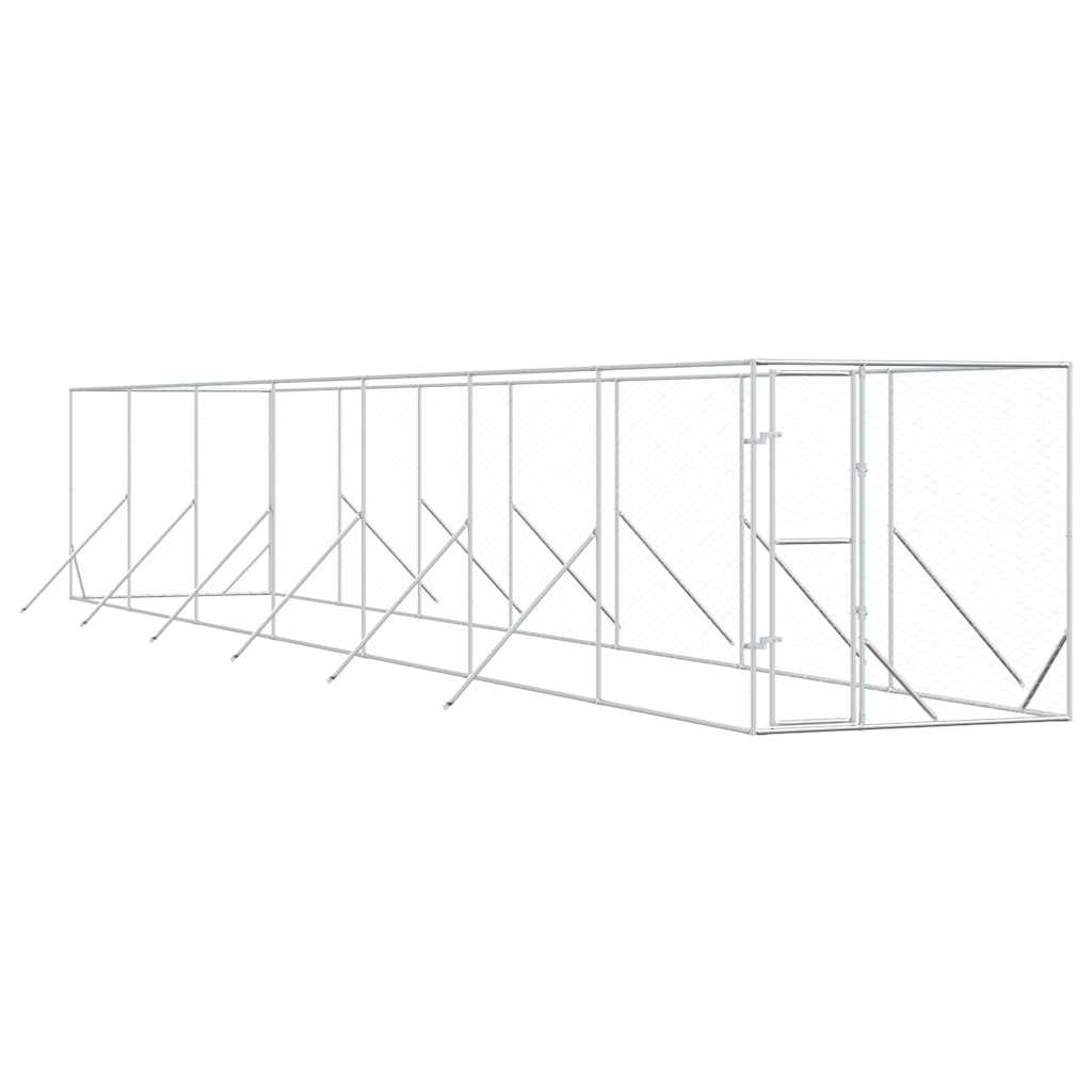 Perrera De Exterior Acero Galvanizado Plateado 2x14x2 M_0