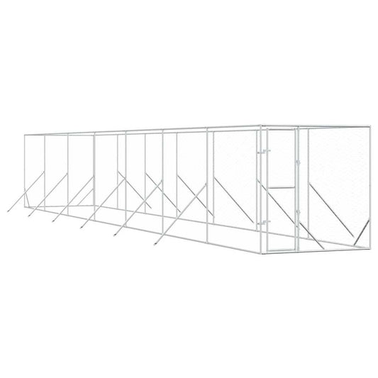 Perrera De Exterior Acero Galvanizado Plateado 2x14x2 M_0
