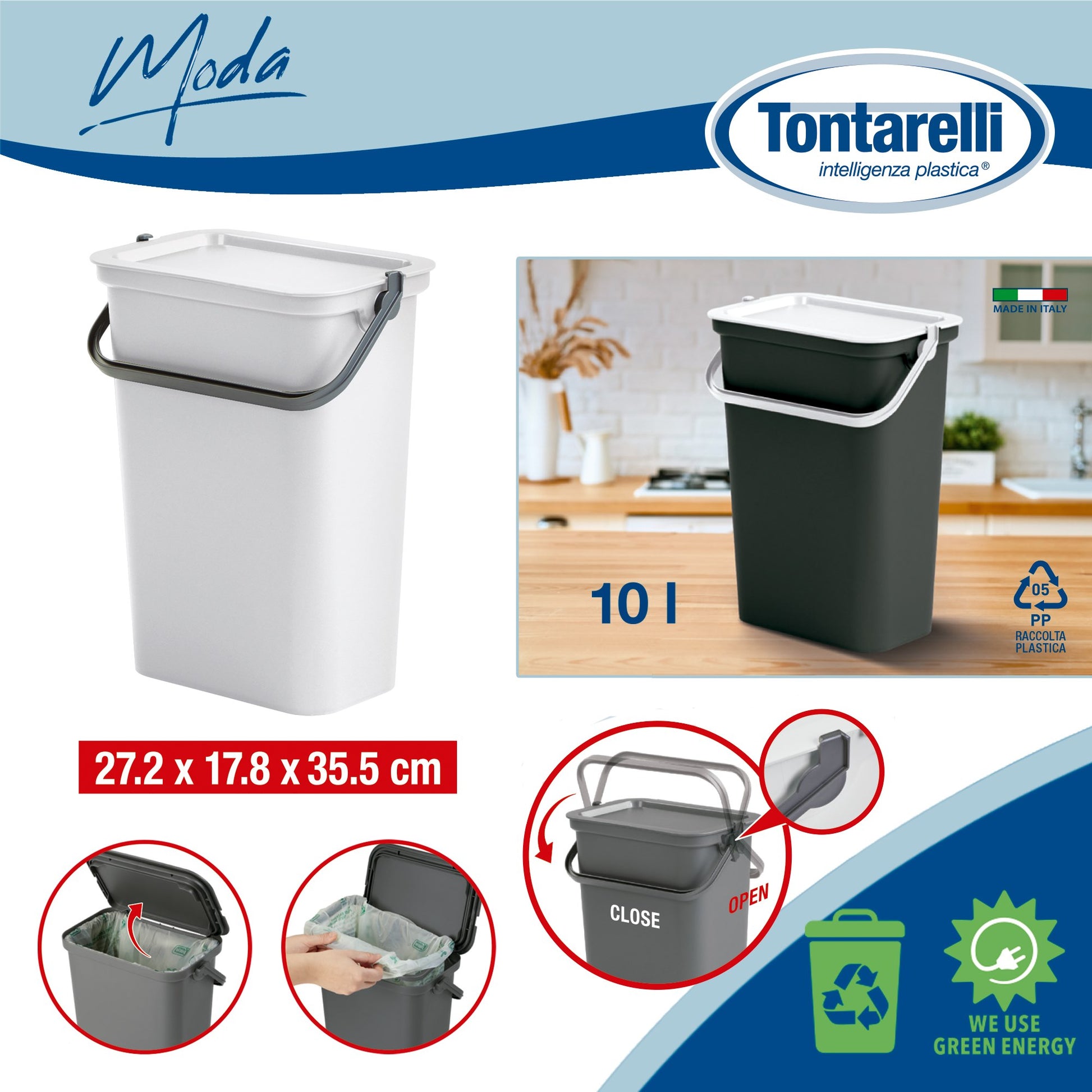 Papelera moda Con Asa 10l Blanco_1