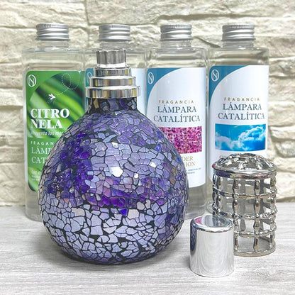Lámpara Catalítica Mosaico Azul Océano + Fragancia Aroma Lollipop 200ml - Elimina Malos Olores, Impurezas Y Perfuma_5