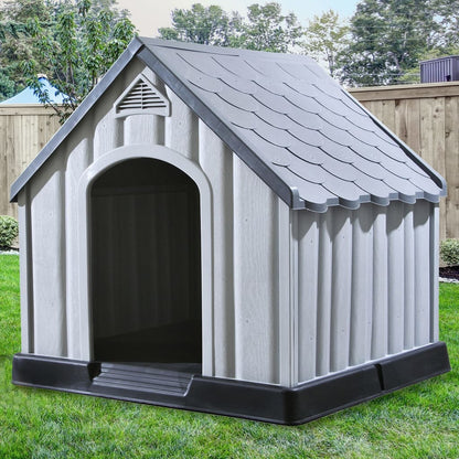 Caseta Para Perros Gris 92x87x91 Cm Plástico_2
