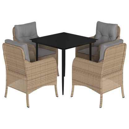 Set Comedor De Jardín 5 Pzas Con Cojines Ratán Sintético Beige / Vetonek_4