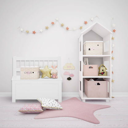 Well Home Banco De Almacenamiento Arcón Infantil De Madera Blanco - 74,5x34x64cm_4