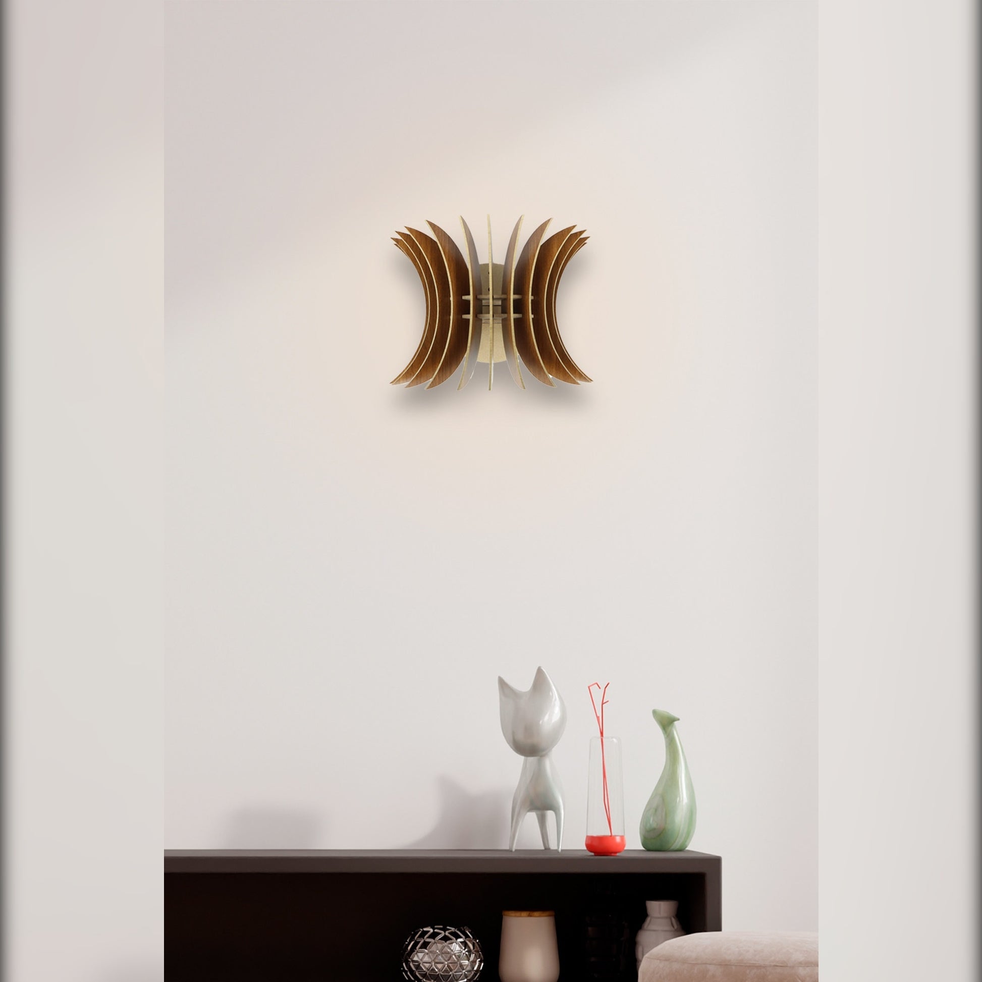 Aplique De Pared, Mdf , Nogal, 20x28x20, Casquillo E 27 Max 45 - 60_1
