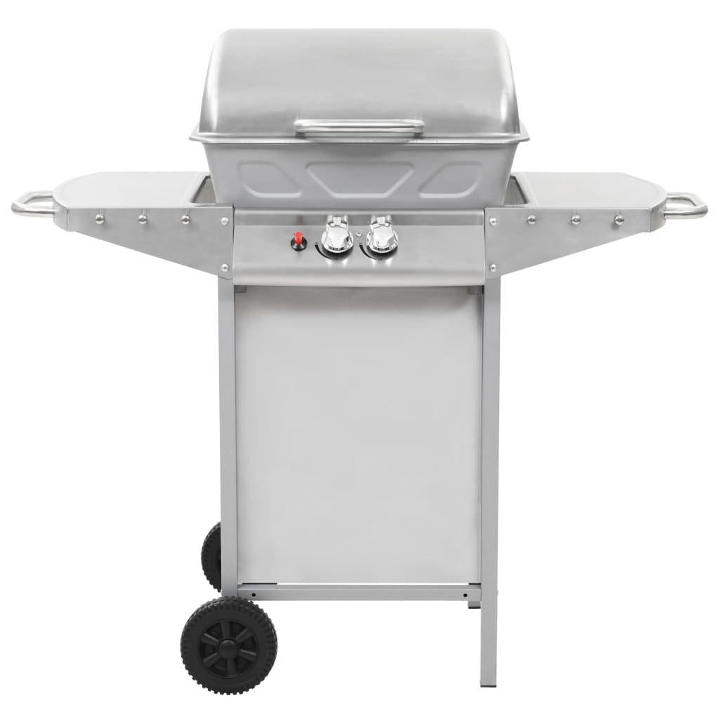 Vidaxl Barbacoa Portátil De Gas Con 2 Zonas Plateada Acero Inoxidable_2