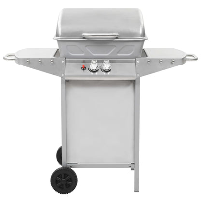 Vidaxl Barbacoa Portátil De Gas Con 2 Zonas Plateada Acero Inoxidable_2