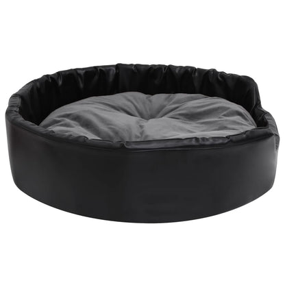 Vidaxl Cama De Perros Felpa Y Cuero Sintético Gris Oscuro 90x79x20 Cm_3