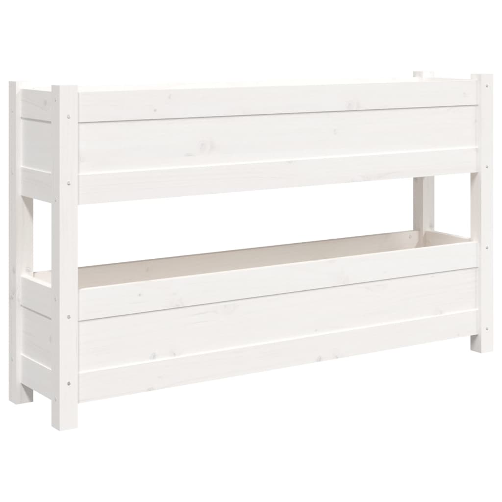 Jardinera De Madera Maciza De Pino Blanco 112x25x66 Cm_0