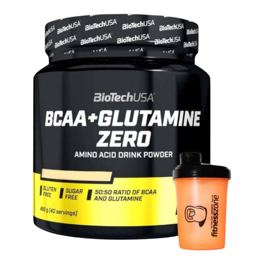 Bcaa + Glutamine Zero 480 Gr + ¡shaker Fitnesszone De Regalo! Limón_0