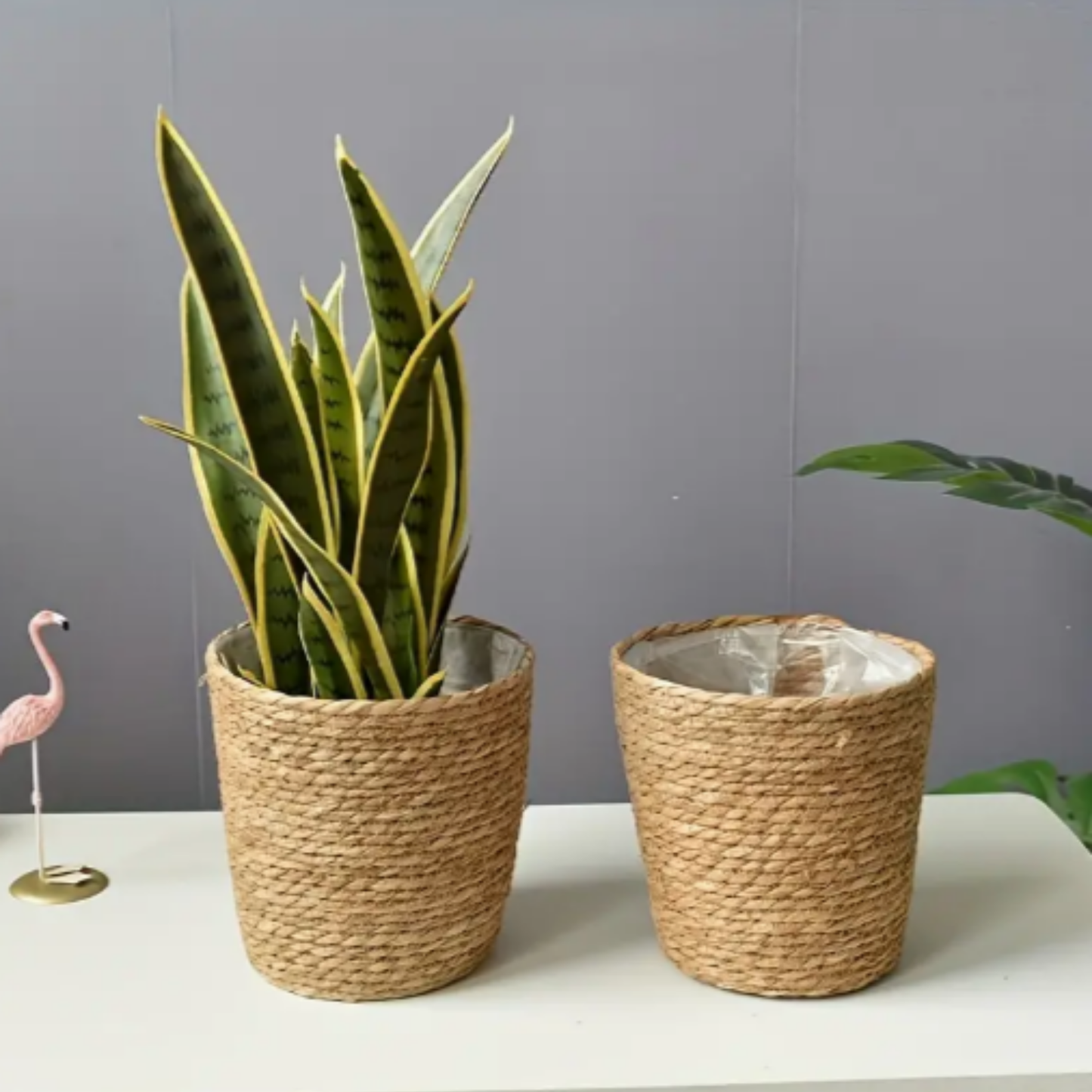 Macetero Semirígido Redondo - Cubremacetas De Yute Natural 30 X 28 Cm_4