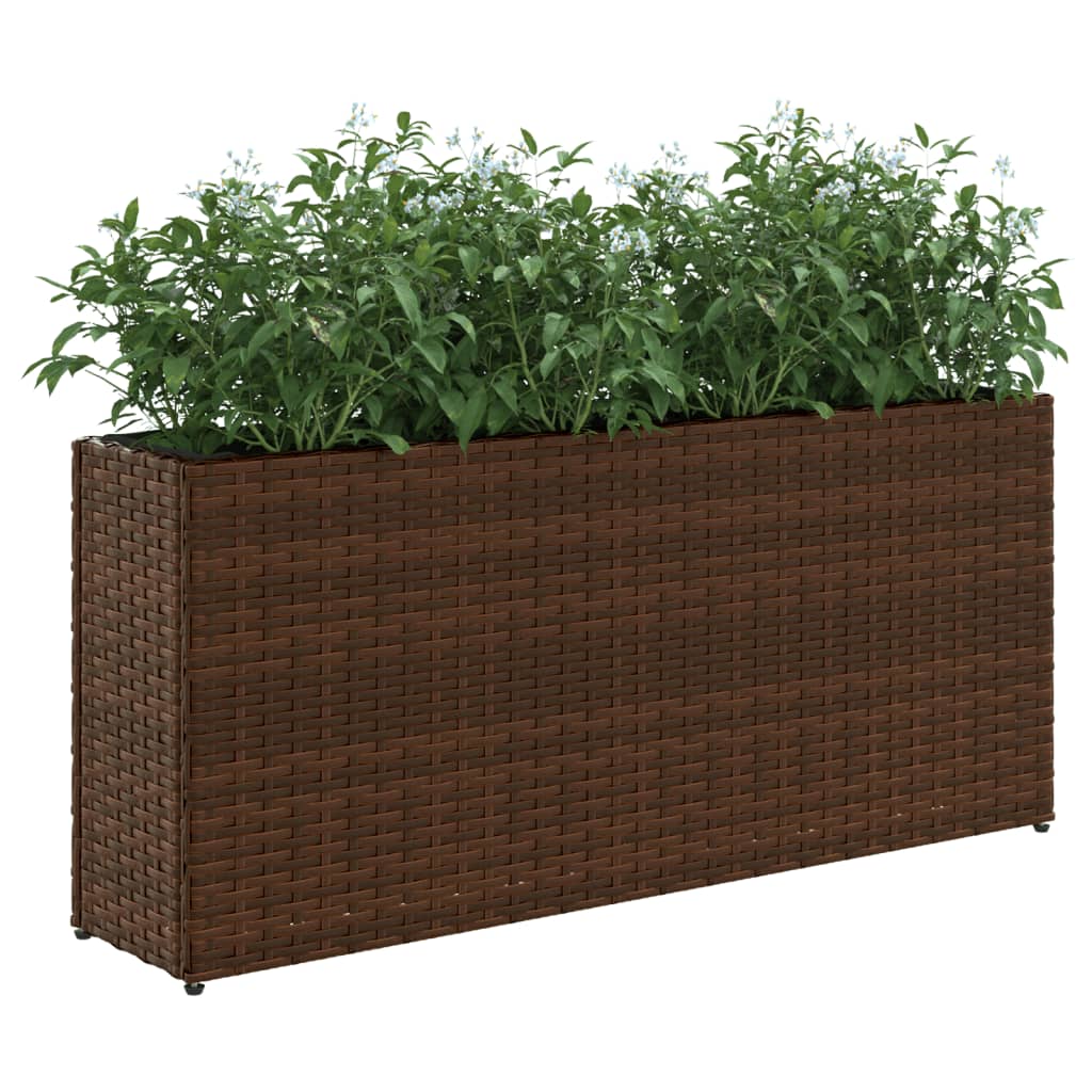 Jardinera Con 2 Maceteros De Ratán Sintético Marrón 90x20x40 Cm_3