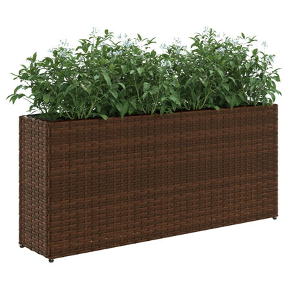 Jardinera Con 2 Maceteros De Ratán Sintético Marrón 90x20x40 Cm_3