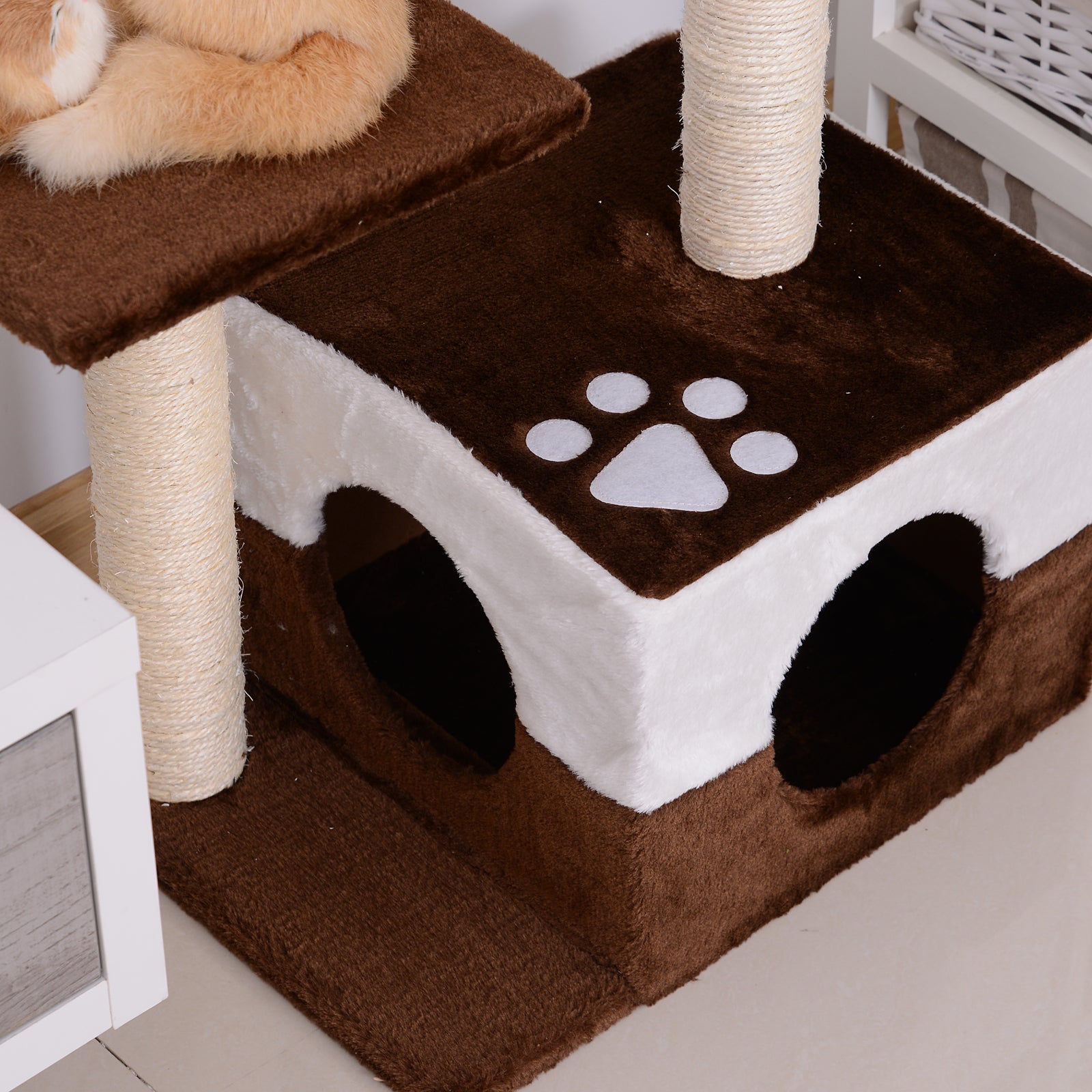 Pawhut Rascador Para Gatos 70cm Árbol Rascador Grande Centro Actividad Sisal_3