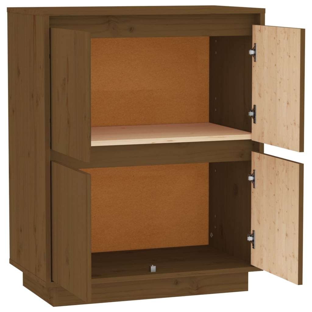 Aparador De Madera Maciza De Pino Marrón Miel 60x34x75 Cm / Vetonek_3
