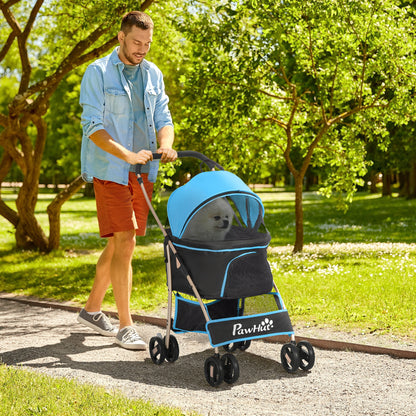 Pawhut Carrito Para Perros Plegable 3 En 1 Con Vagón Desmontable Azul_1