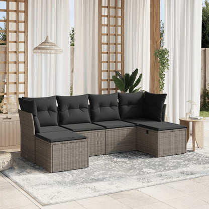 Set De Muebles De Jardín 6 Pzas Y Cojines Ratán Sintético Gris / Vetonek_3