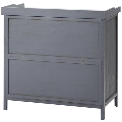 Outsunny Armario Jardín De Madera Con Mesa 2 Puertas Y 2 Estantes 98x48x95,5 Cm_4