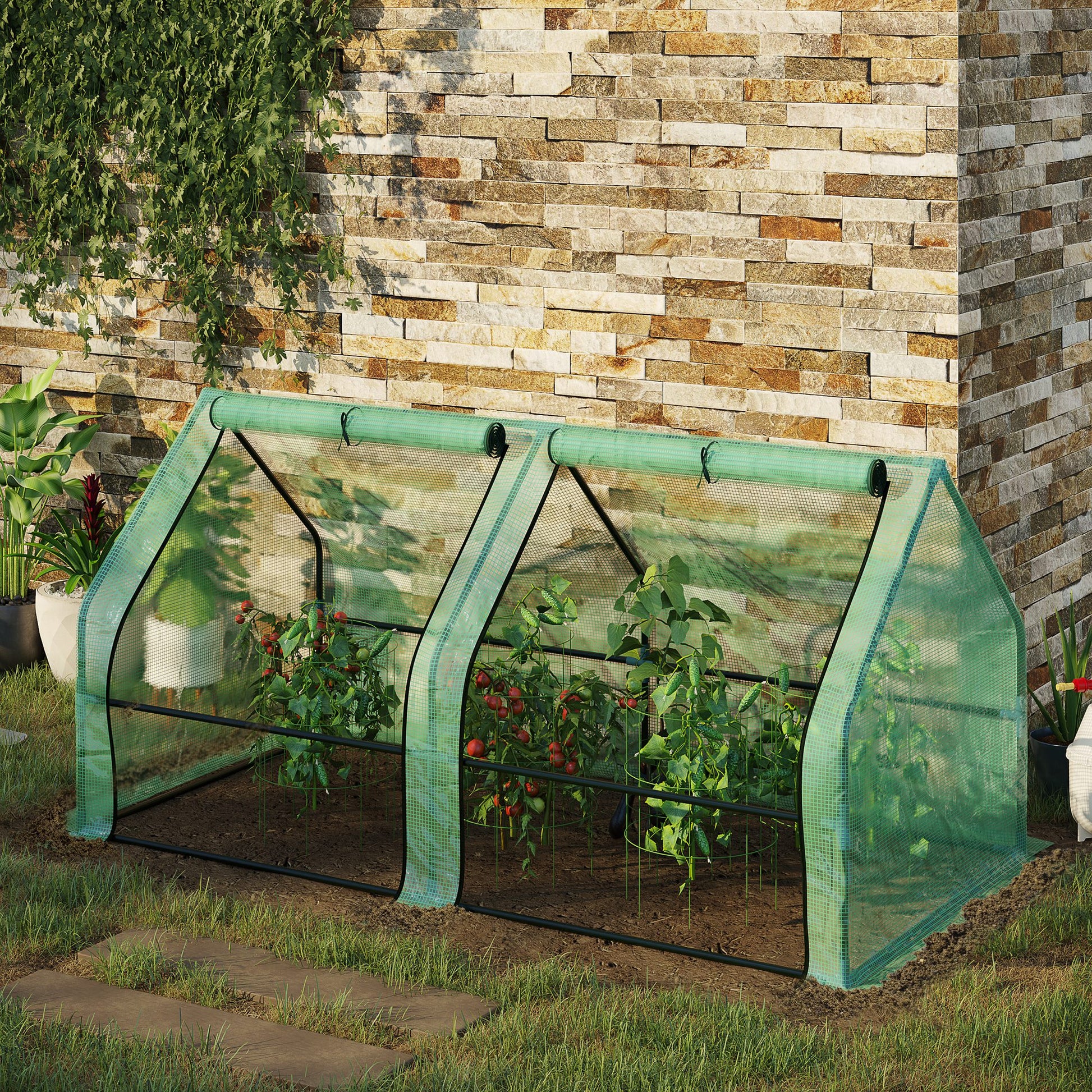 Outsunny Invernadero De Jardín 180x90x90 Cm Acero Con 3 Ventanas Cultivoplantas_1