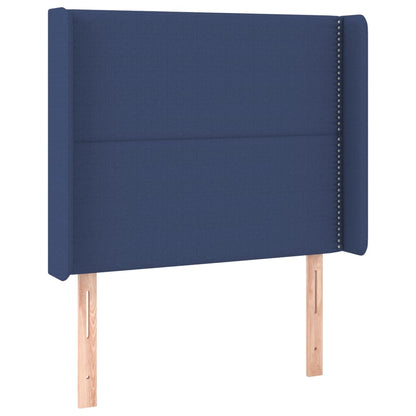 Cama Box Spring Colchón Y Luces Led Tela Azul 100x200 Cm / Vetonek_1