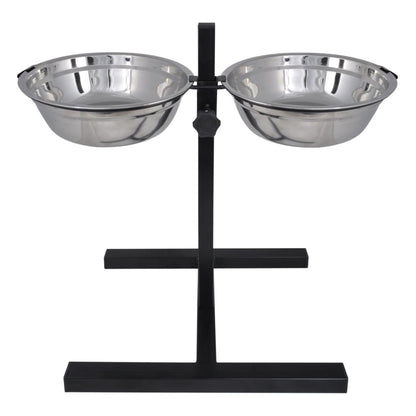 Vidaxl Soporte De Alimentación Ajustable Mascota 2x2.6l Tazón Inoxidable_2