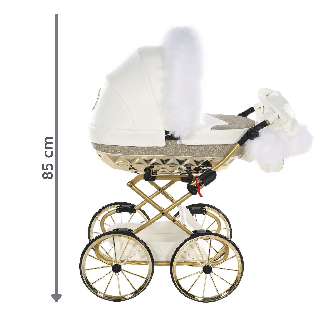 Carro De Muñecas Hand Craft Glitter Satin Classic White / Gold_3