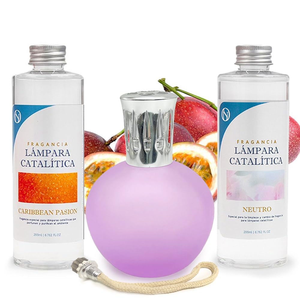 Pack Ahorro Lámpara Catalítica Fucsia Mate + Fragancia Caribbean Passion 200ml + Limpiador Neutro 200ml + Mecha Repuesto_0
