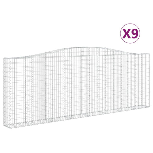 Cestas De Gaviones 9 Uds Forma De Arco Hierro 400x30x140/160 Cm_0