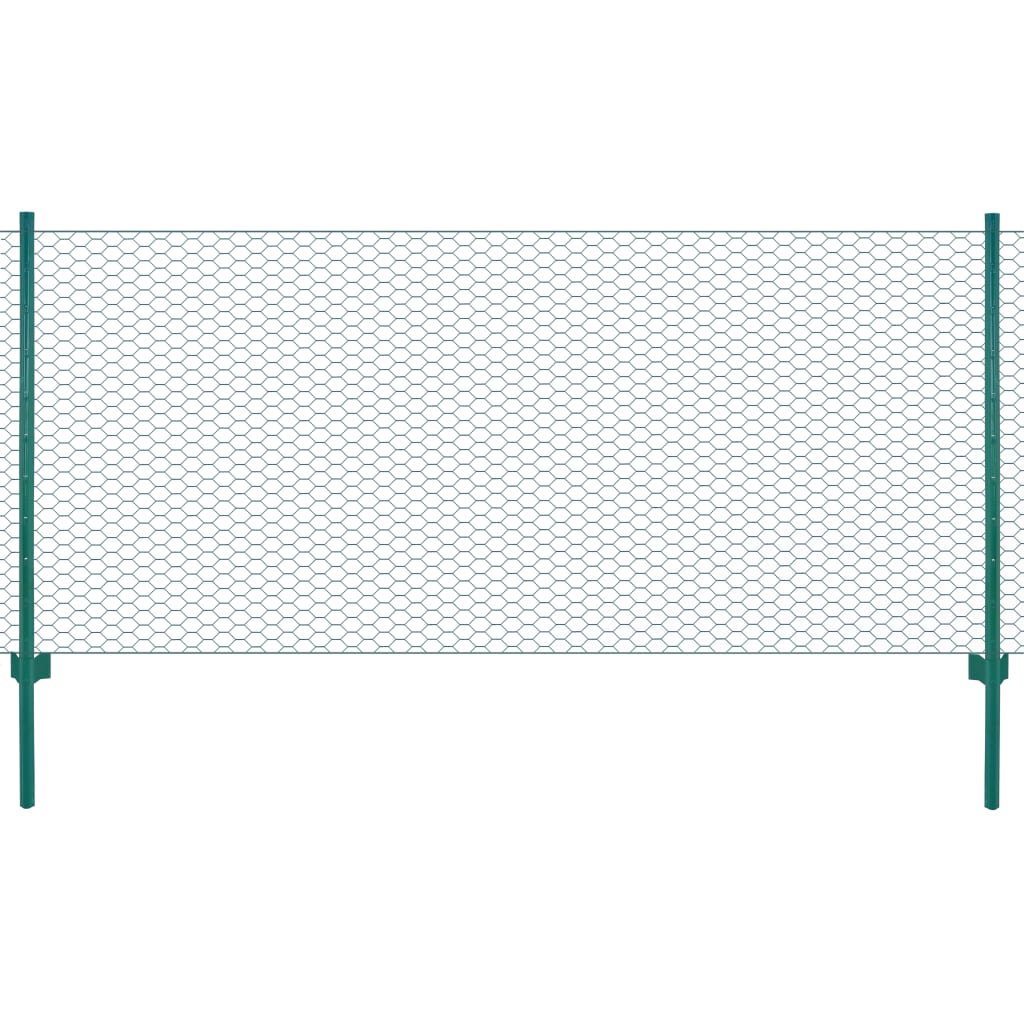 Valla De Malla De Alambre Con Postes De Acero 25x1 M Verde / Vetonek_2