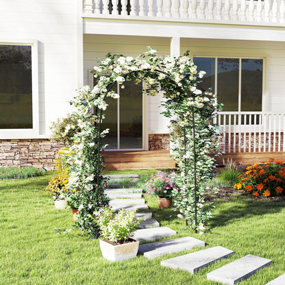 Outsunny Arco De Jardín De Acero Diseño Espiral De Corazón 125x37x230 Cm Negro_4