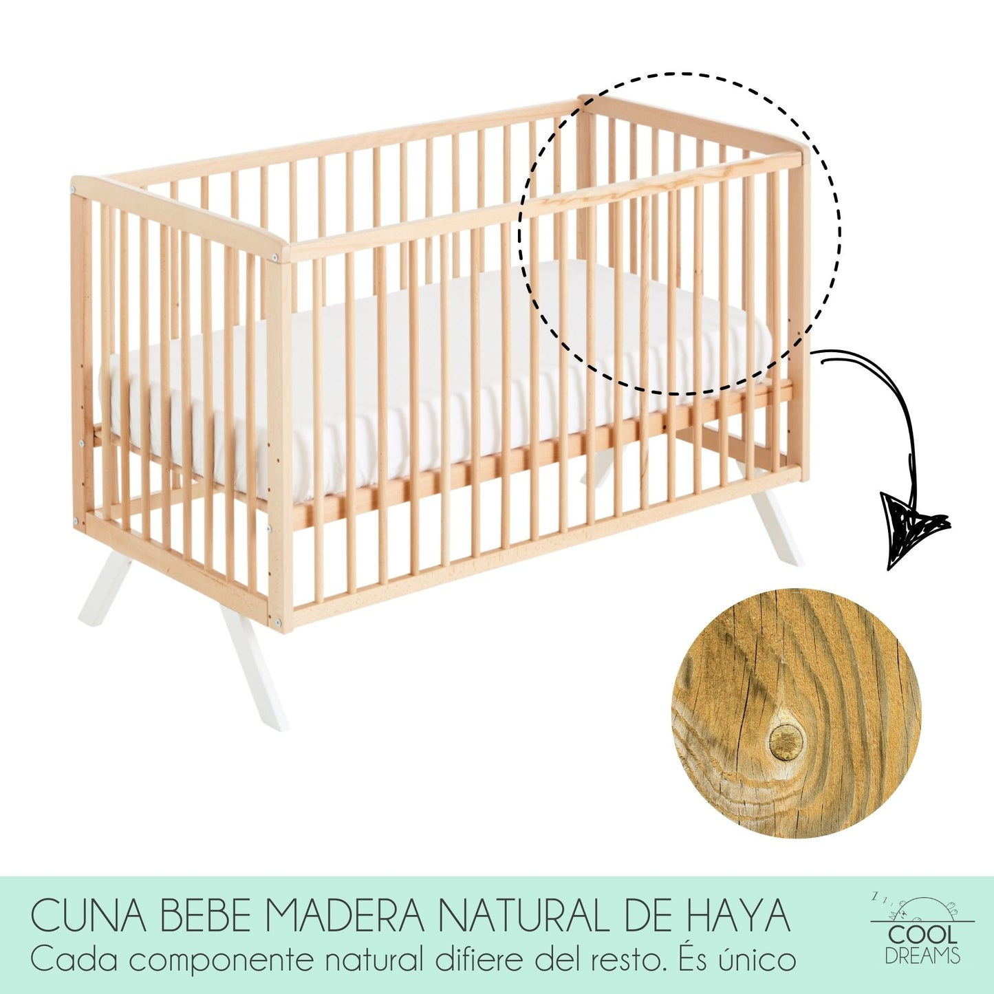 Cuna De Bebe Convertible En Cama Koala Con Kit Colecho Y Kit Barandillas_3