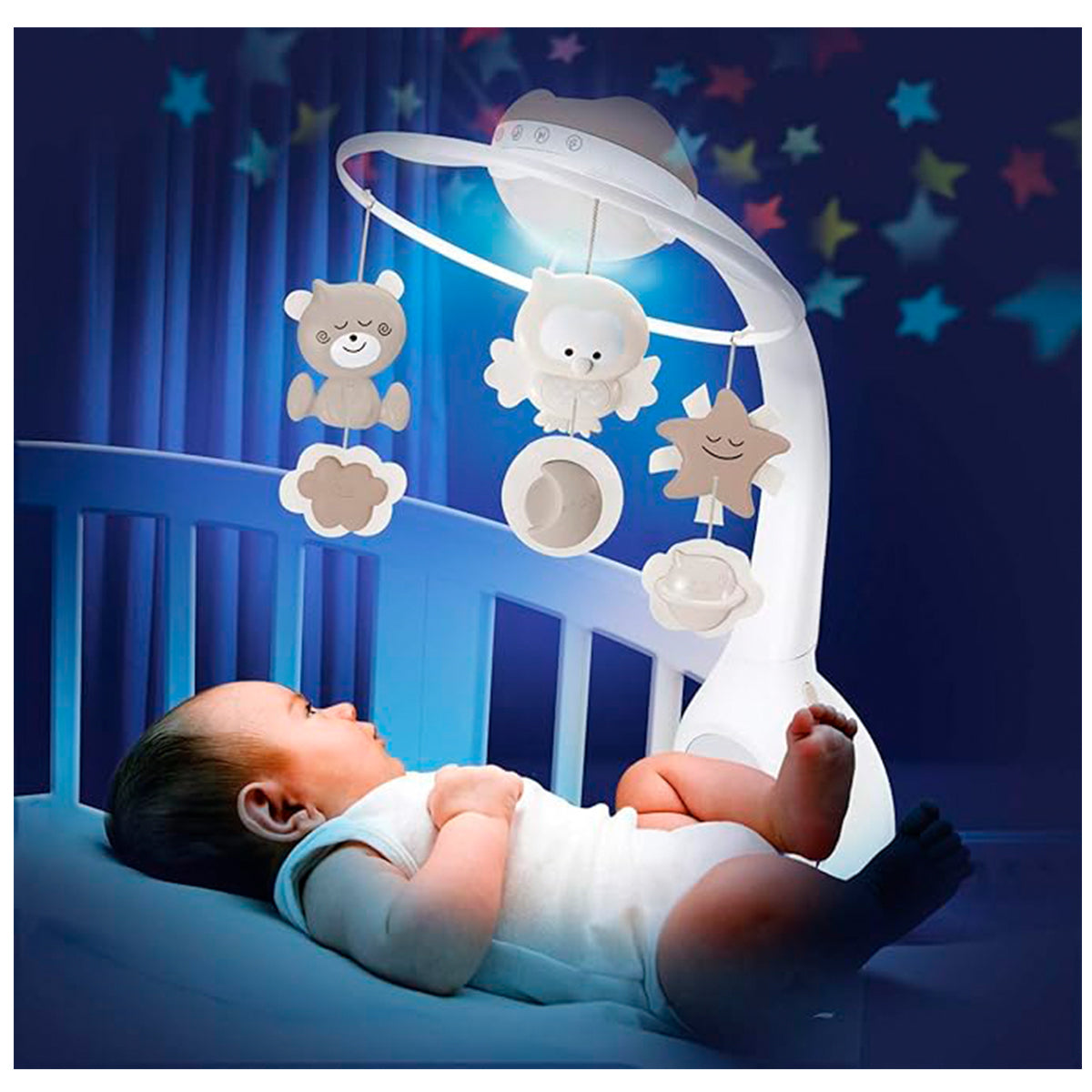 Infantino Proyector Musical Móvil 3-en-1, Luz Nocturna Y Proyector Cuna, 6 Melodías, 4 Sonidos Naturaleza, Gris_4