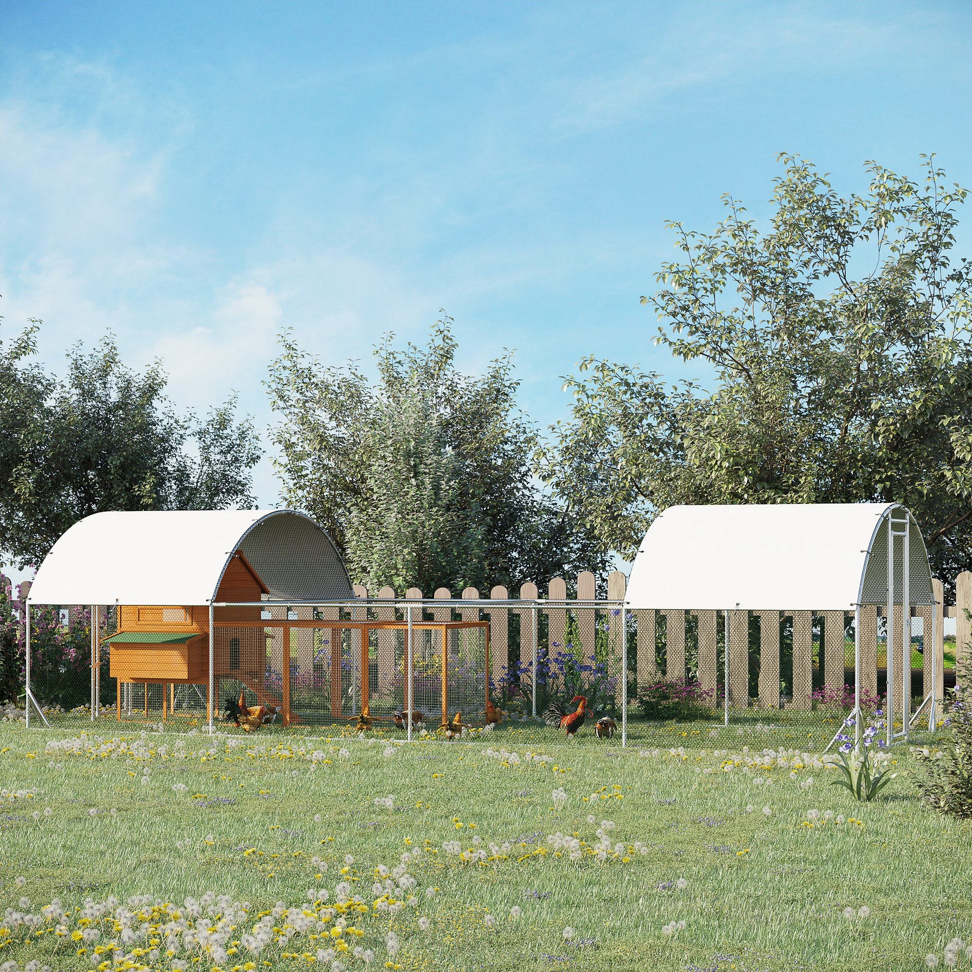 Pawhut Gallinero Exterior De Acero Galvanizado 7,6x2,8x1,95 M Con 4 Pisos Plata_1