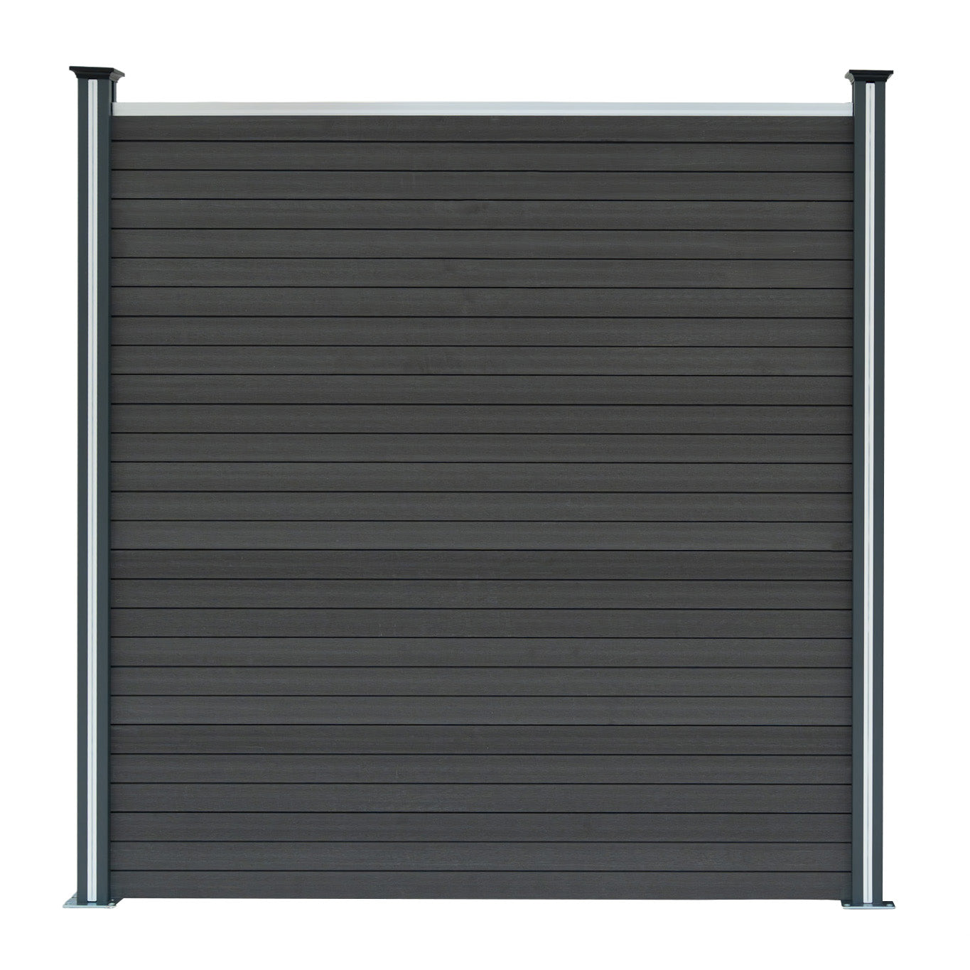 Vallas Para Exteriores De Wpc Y Aluminio - 2x Paneles Cuadrados + 1x Oblicuo + 3x Postes Con Led | Gris_2