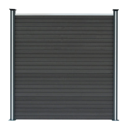 Vallas Para Exteriores De Wpc Y Aluminio - 2x Paneles Cuadrados + 1x Oblicuo + 3x Postes Con Led | Gris_2