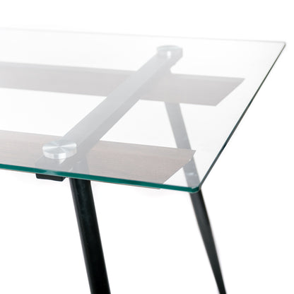 Mesa Comedor Salón Estructura Metal Y Madera Tapa Cristal 6 Personas Industrial Vintage 160x80xh75_2