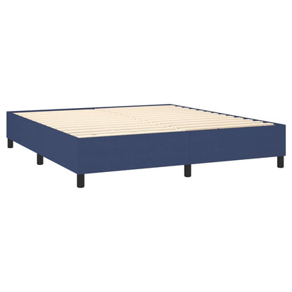 Cama Box Spring Colchón Y Luces Led Tela Azul 180x200 Cm / Vetonek_2