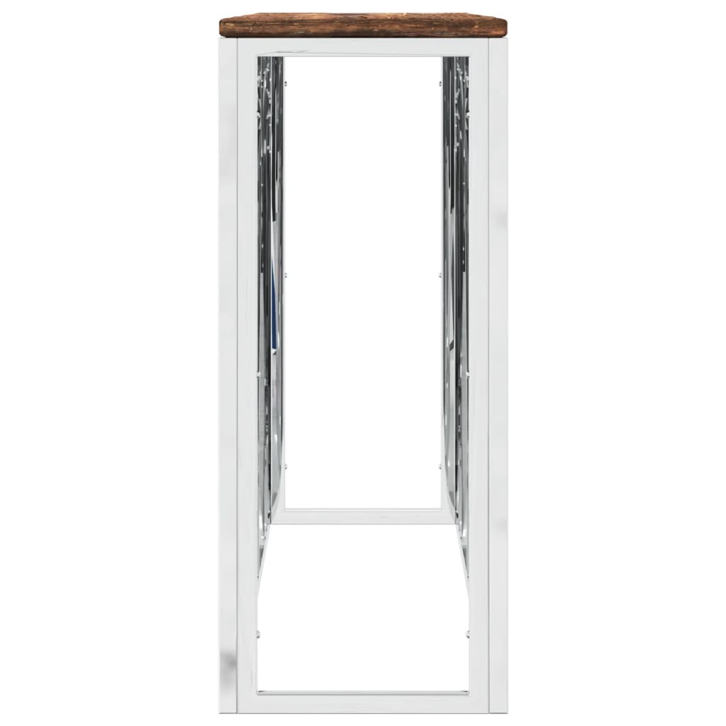 Mesa Consola Acero Inoxidable Y Madera Maciza Reciclada_2