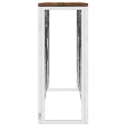 Mesa Consola Acero Inoxidable Y Madera Maciza Reciclada_2