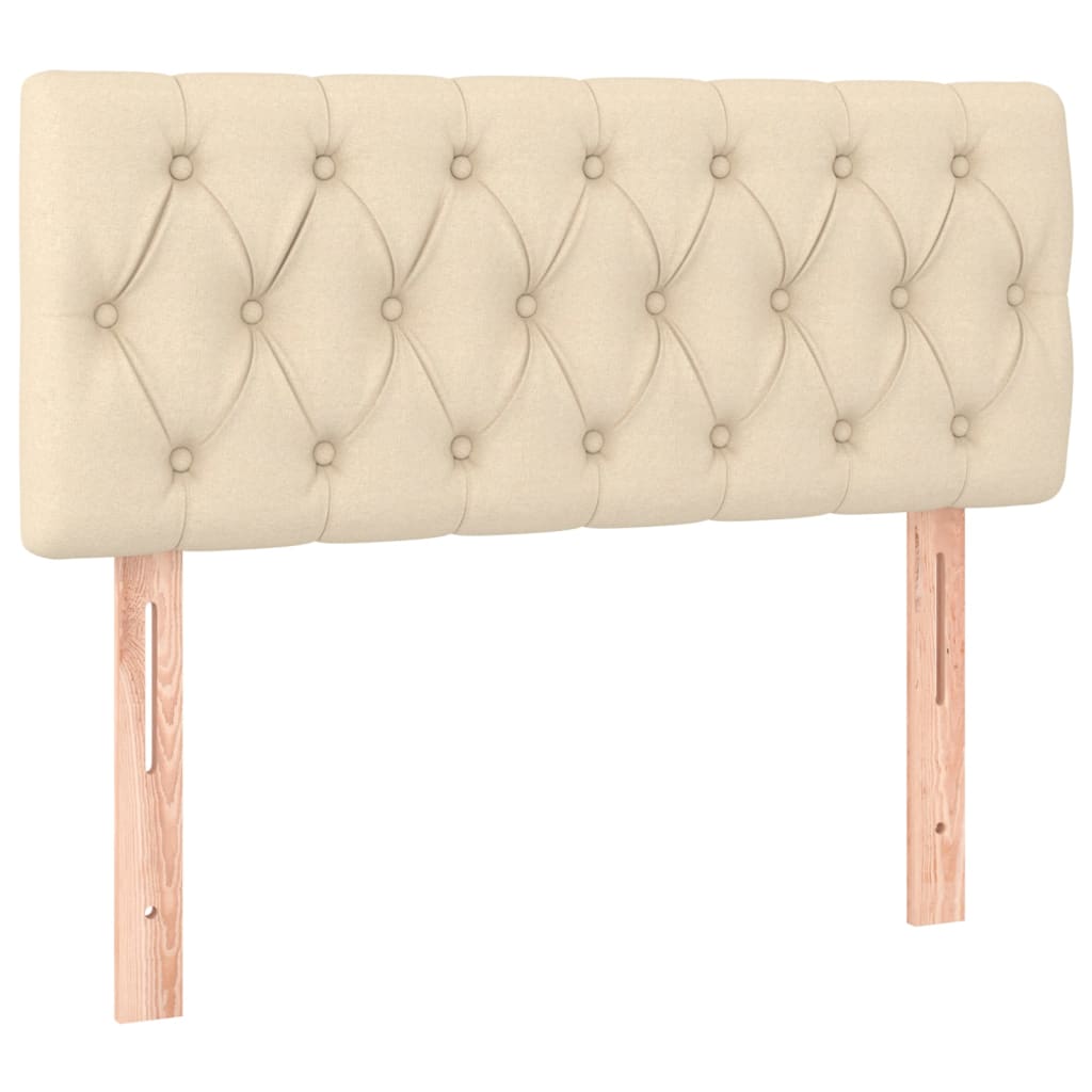 Cama Box Spring Con Colchón Y Led Tela Crema 120x200 Cm / Vetonek_1