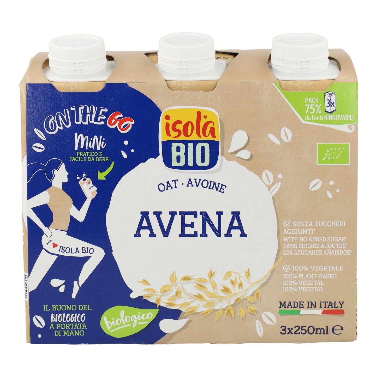Pacote de Bebidas de Aveia On the Go Bio Isola Bio 250 ml x 3 unidades