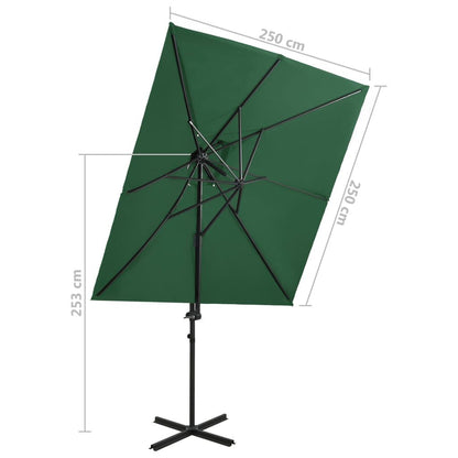 Vidaxl Sombrilla Jardín Voladiza Con Cubierta Doble Verde 250x250 Cm_2