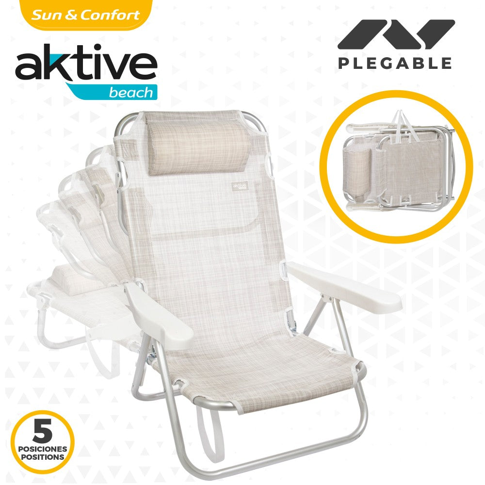 Aktive Silla Plegable Multiposición Beige C/cojín_2