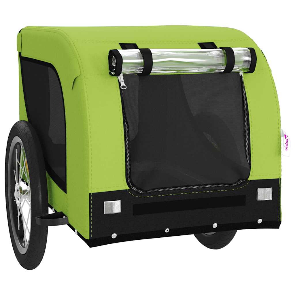 Remolque De Bicicleta Mascotas Hierro Tela Oxford Verde Negro_3