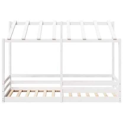 Cama Infantil Con Techo Madera Maciza Pino Blanca 90x200 Cm_3
