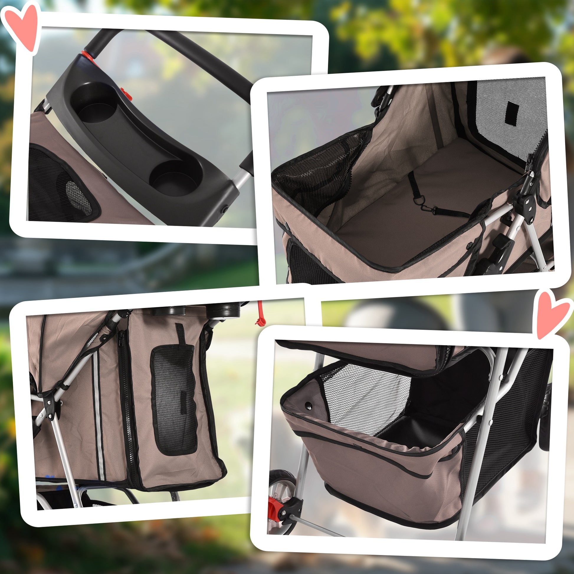 Pawhut Carrito Para Perros Plegable Con Cesta De Almacenaje 75x45x97 Cm Café_3