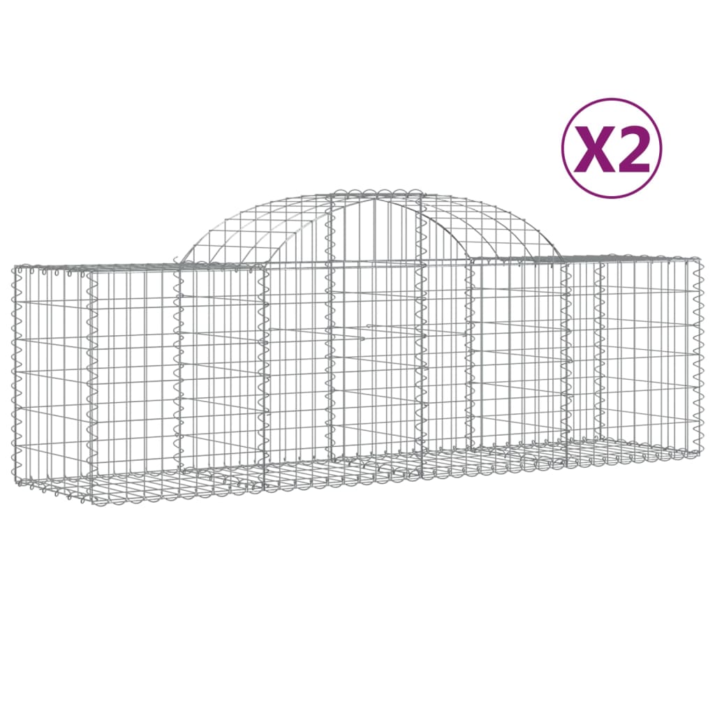 Cestas Gaviones 2 Uds Forma De Arco Hierro 200x50x60/80 Cm_0